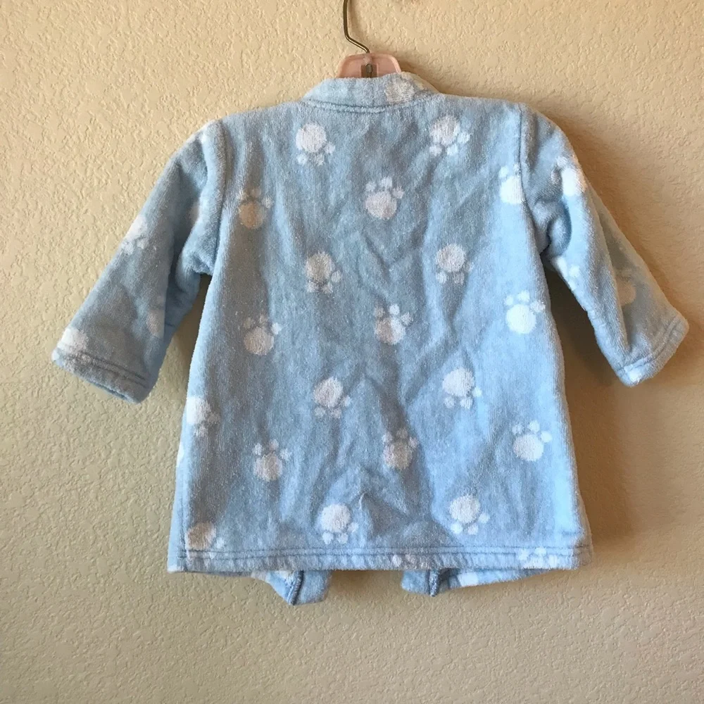 Carters Baby Blue Bathrobe Size 0 to 9 Months Paw Prints Lion Patch Cotton